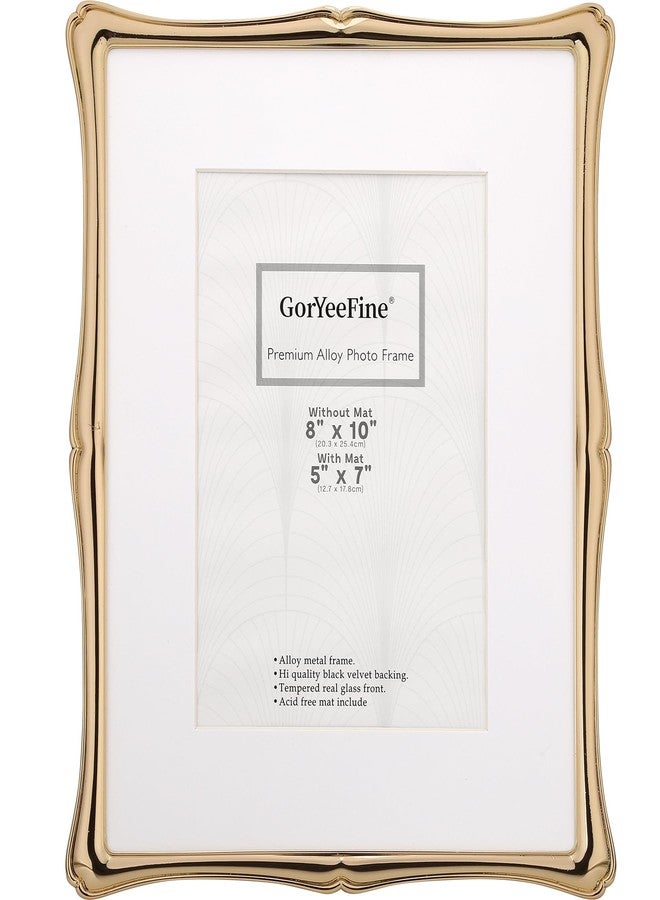 GorYeeFine إطار صور ذهبي فاخر مقاس 8 × 10 بوصات مع حافة خالية من الأحماض مقاس 5 × 7 بوصات - إطارات معدنية فاخرة مقاس 5 × 7 بوصات مع ظهر مخملي أسود - Image 1